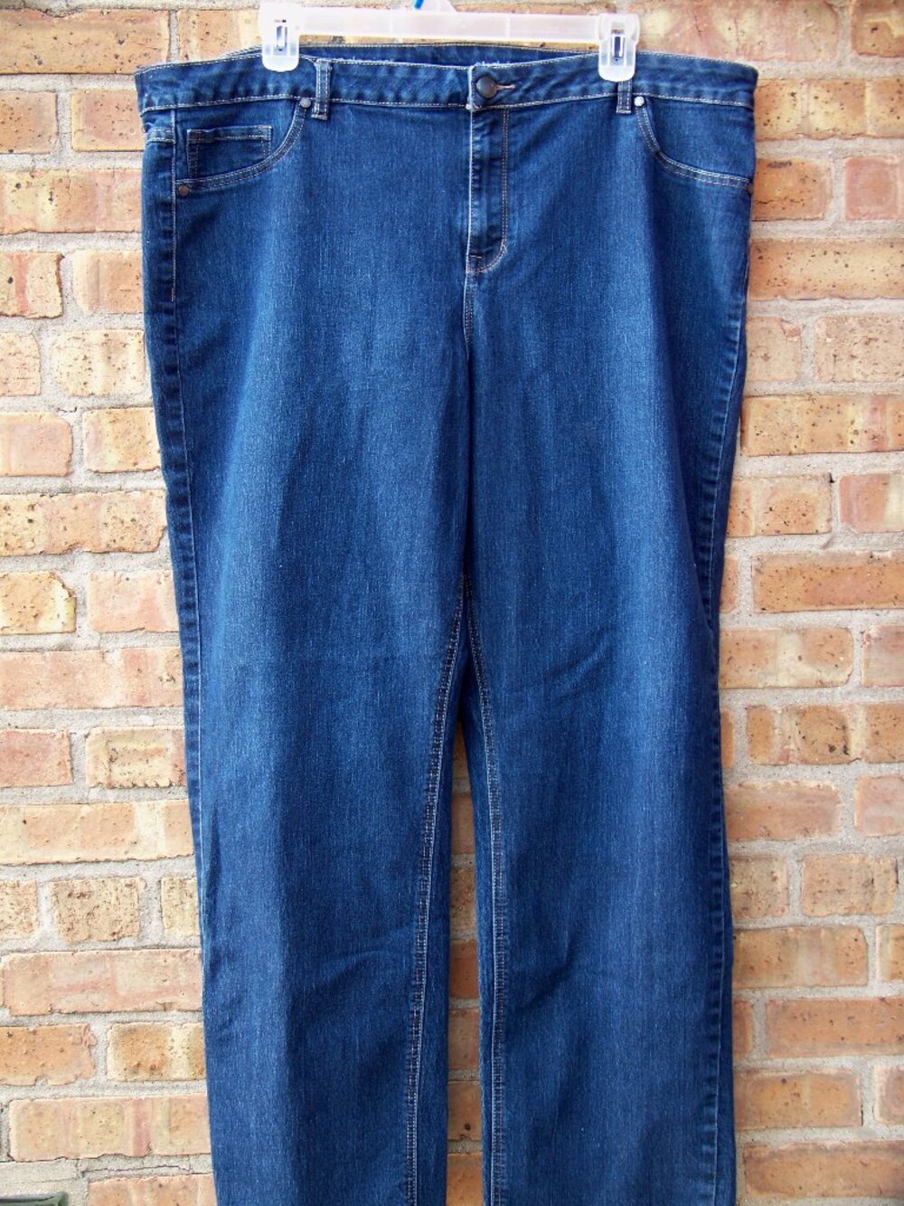 Avenue Women's Dark Blue Jeans with Detailed Pockets, Size 22 Tall, New